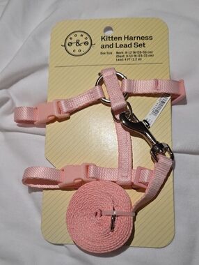 Bond & Co Pink Kitten Harness and Lead Set with Clip Neck 8-12 Inches